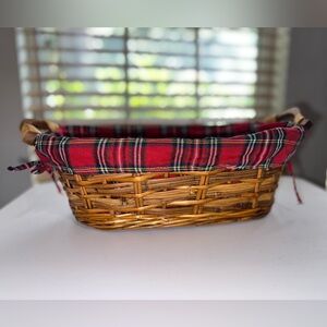 Red Plaid Woven Basket
